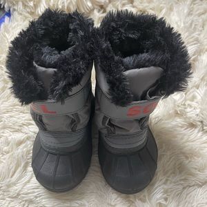 Sorel Commander Gray Red Winter Snow Boots Shoes Toddler/Kids size 11